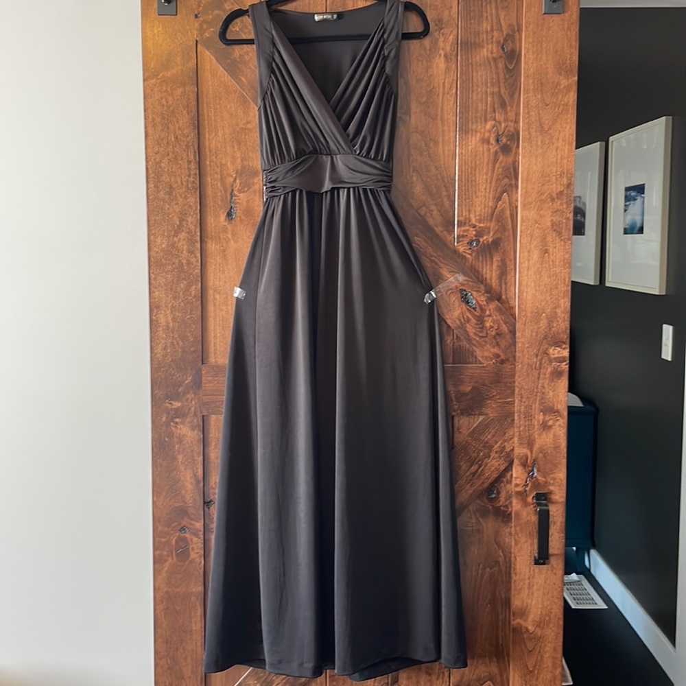 Long Black Maxi Sleeveless classic Wrap Dress sz S